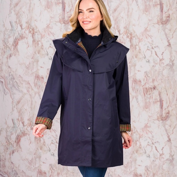 JACK MURPHY Heritage Collection Navy Cotswold Rain Jacket Coat SZ US 12 EUC - Picture 1 of 15